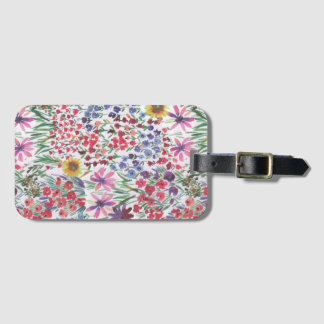 Colourful Watercolor Floral botanical Boho Garden Luggage Tag