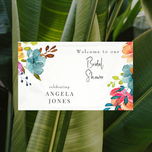 Colourful Watercolor Floral Bridal Shower Banner