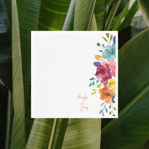 Colourful Watercolor Floral Bridal Shower Luncheon Napkin