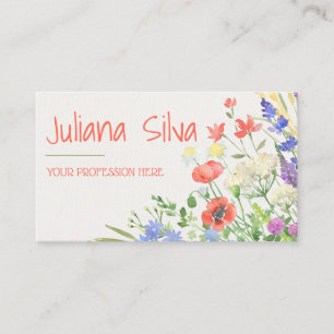 Colourful Watercolor Floral  Business Card
