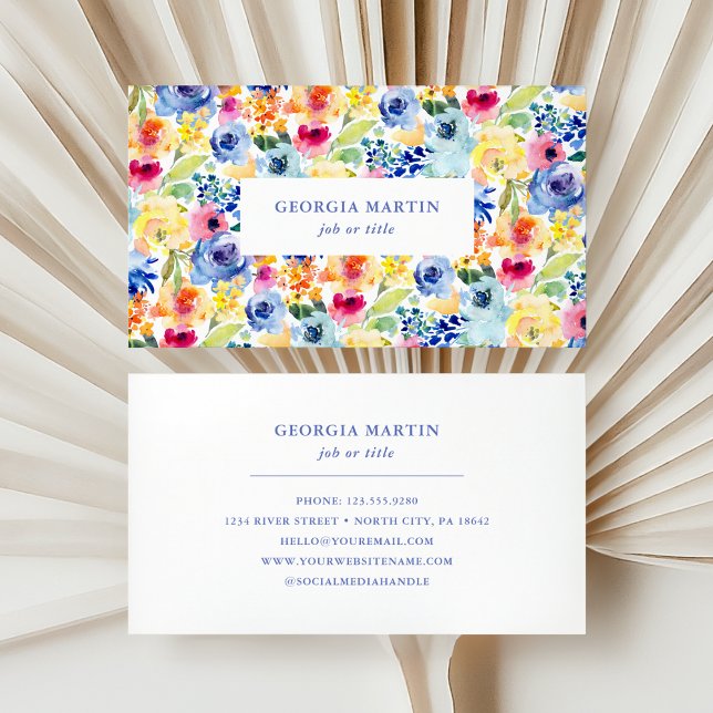 Colourful Watercolor Floral Business Card (Creator Uploaded)