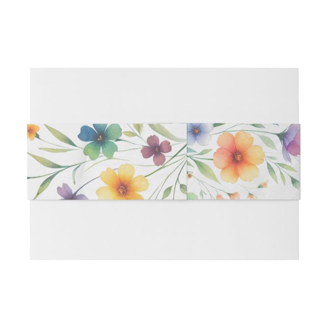 Colourful Watercolor Floral Butterfly Wedding  Invitation Belly Band (Back Example)