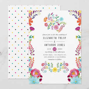 Colourful Watercolor Floral Mexican Fiesta Wedding Invitation