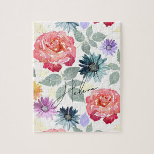 Colourful watercolor floral pattern.  jigsaw puzzle