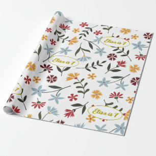 Colourful Watercolor Floral Pattern Wrapping Paper