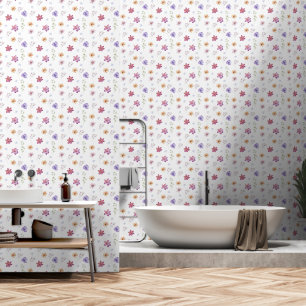 Colourful Watercolor Floral peel and stick Wallpaper
