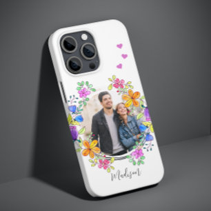Colourful Watercolor Floral Photo Personalised Nam Case-Mate iPhone 14 Pro Case