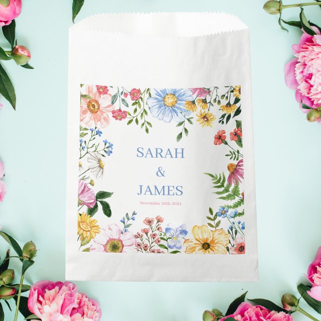 Colourful Watercolor Floral Wedding Favour Bags (Creator Uploaded)