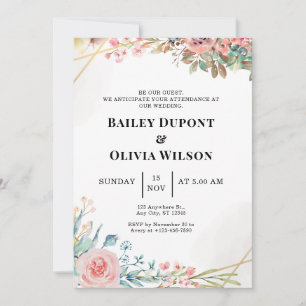 Colourful Watercolor Floral Wedding Invitation Car