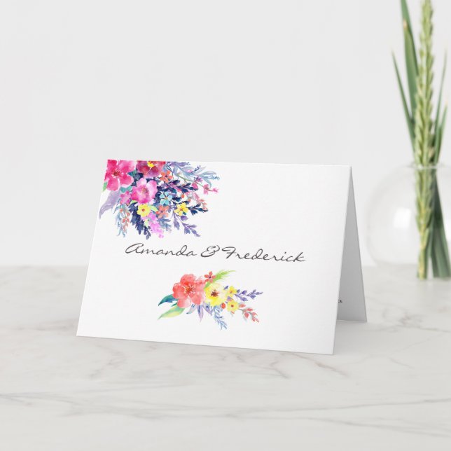Colourful Watercolor Floral Wedding Programme (Front)