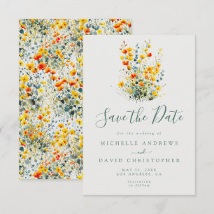 Colourful Watercolor Floral Wedding Save The Date