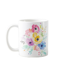 Colourful Watercolor Flower Mug