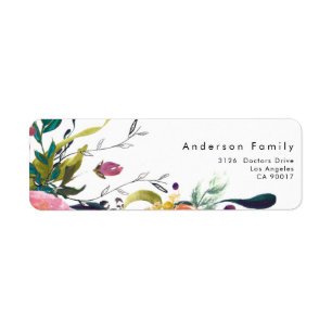 Colourful Watercolor Flower Wedding return address