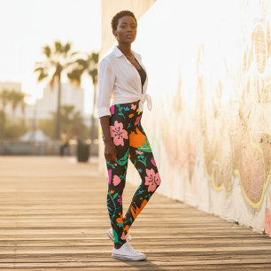 Colourful Watercolor Flowers Floral Pattern  Leggings