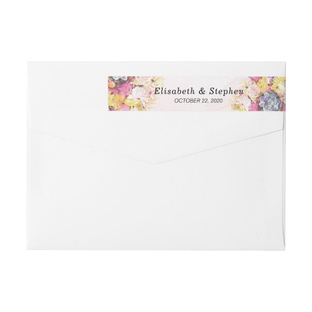 Colourful Watercolor Flowers Wedding Address Label (Back)