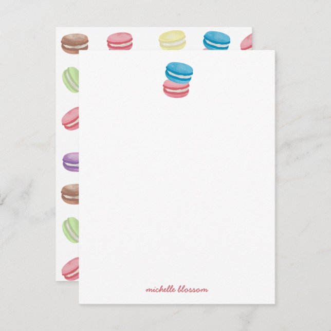 Colourful Watercolor French Macarons  Card (Front/Back)