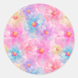 Colourful Watercolor Garden Flowers Any Occasion  Classic Round Sticker