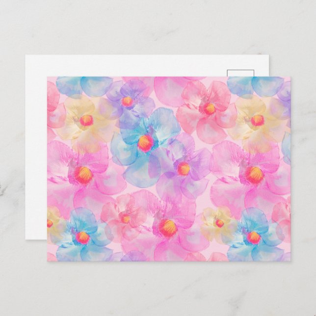 Colourful Watercolor Garden Flowers Any Occasion  Postcard (Front/Back)