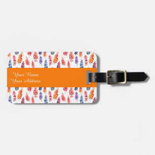 Colourful Watercolor girly lupine flowers pattern Luggage Tag