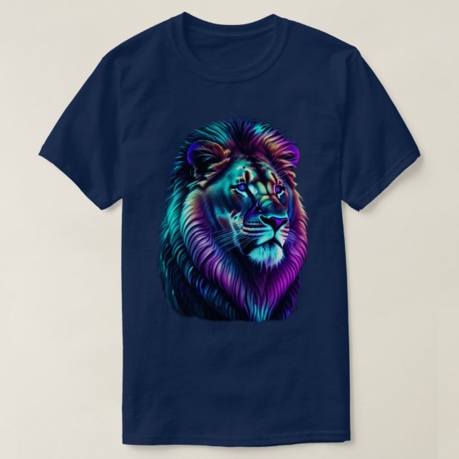Colourful Watercolor Glow Lion T-Shirt (Design Front)