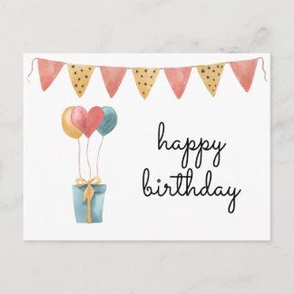 Colourful Watercolor Happy Birthday  Postcard