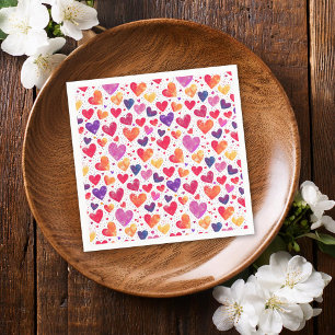 Colourful Watercolor Hearts Mother's Day Napkin