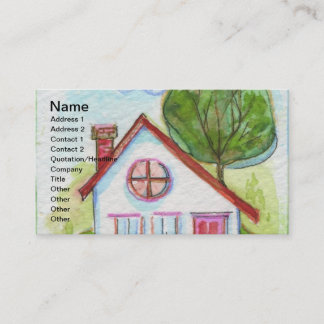Colourful Watercolor House Business Card
