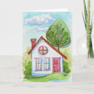 Colourful Watercolor House Card