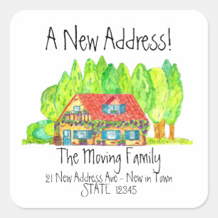 Colourful watercolor house envelope seal