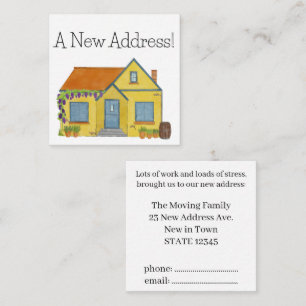 Colourful watercolor house New address card