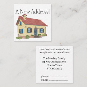 Colourful watercolor house New address card