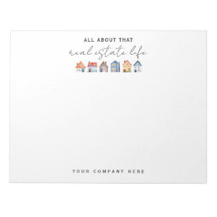 Colourful Watercolor Houses Real Estate  Notepad
