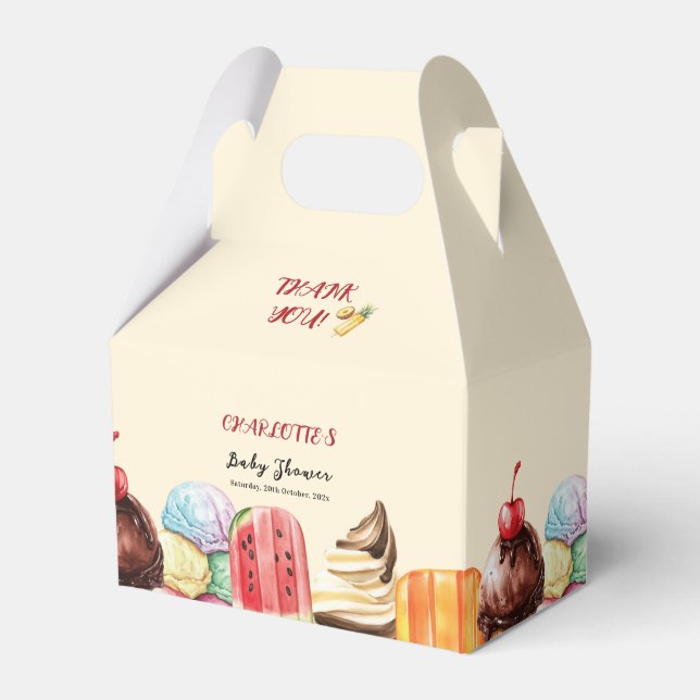 Colourful Watercolor Ice Cream Sweet Baby Shower Favour Box (Front Side)