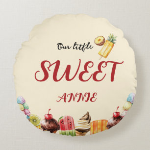 Colourful Watercolor Ice Cream Sweet Baby Shower Round Cushion