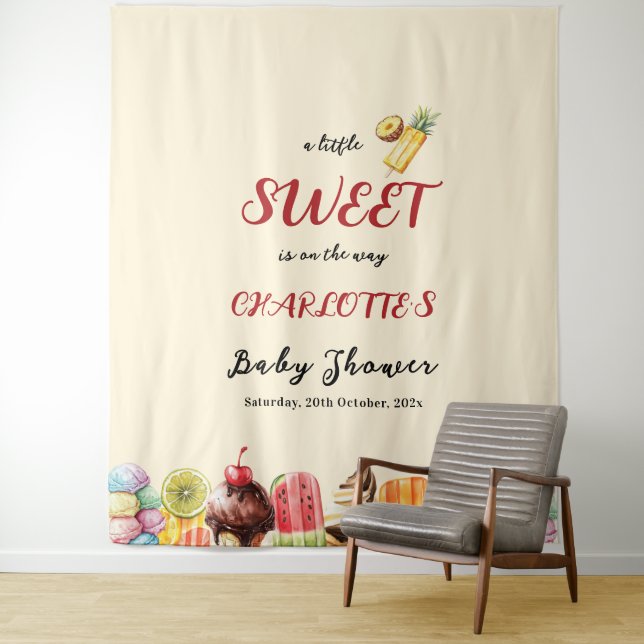 Colourful Watercolor Ice Cream Sweet Baby Shower Tapestry (In Situ)