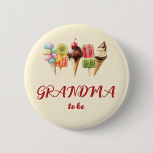 Colourful Watercolor Ice Cream Sweet Grandma-to-be 6 Cm Round Badge