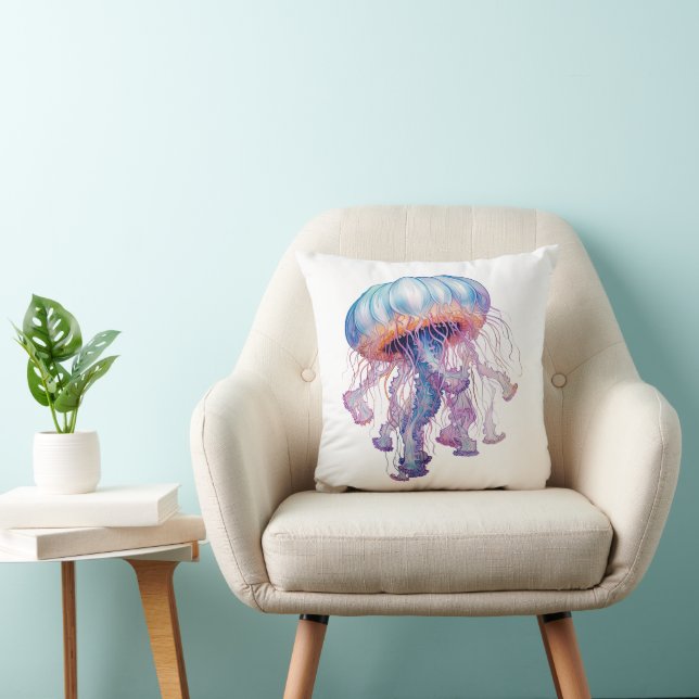 Colourful watercolor Jellyfish design Cushion (Chair)
