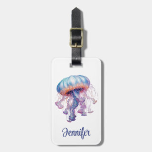 Colourful watercolor Jellyfish design Luggage Tag