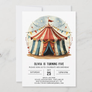 Colourful Watercolor Joy Circus Birthday Invitation