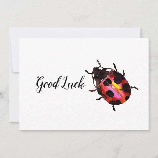 Colourful Watercolor Ladybug Good Luck Card (Front)