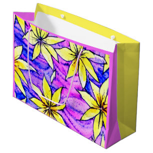 Colourful watercolor leaf Yellow and purple Kids Large Gift Bag