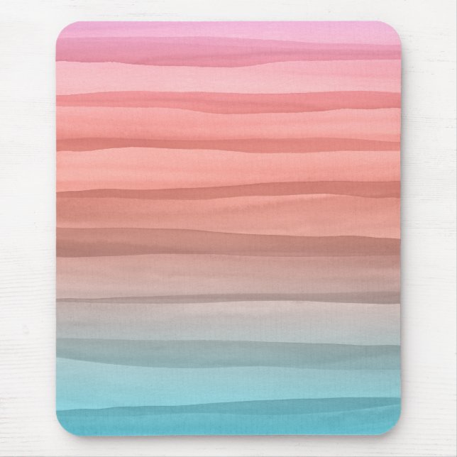 Colourful Watercolor Lines Gradient Pattern Mouse Pad (Front)