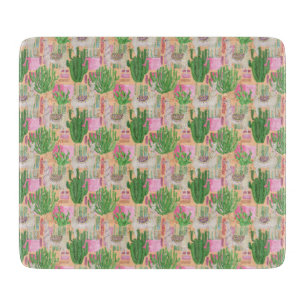Colourful Watercolor Llama Pattern Cutting Board