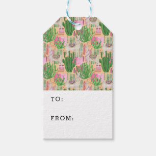 Colourful Watercolor Llama Pattern Gift Tags