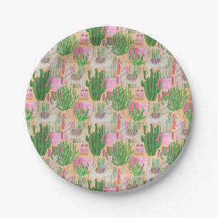 Colourful Watercolor Llama Pattern Paper Plate