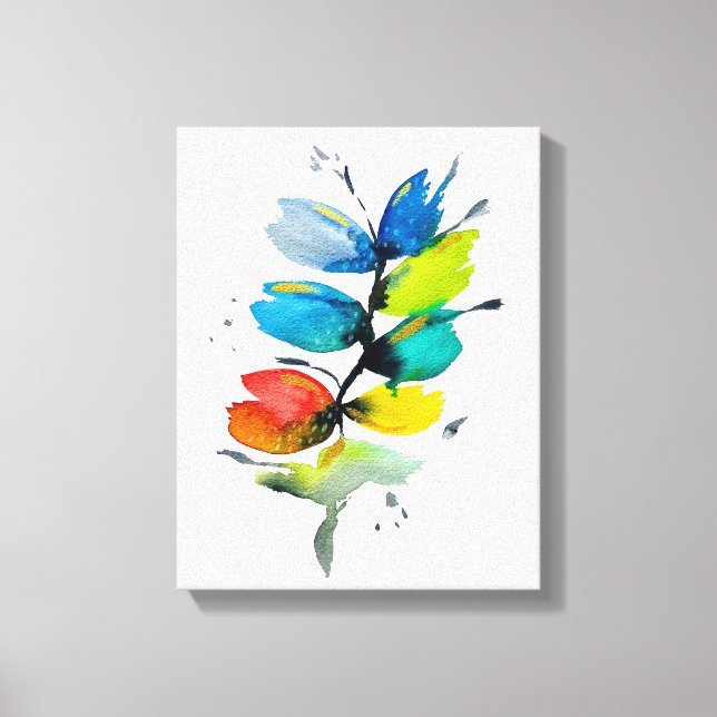 Colourful watercolor loose abstract floral canvas print (Front)