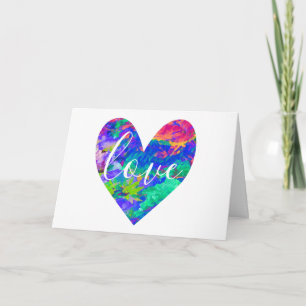 Colourful Watercolor Love Heart Valentine's Day Card
