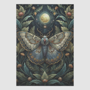 Colourful Watercolor Luna Moth & Moon Decoupage Tissue Paper