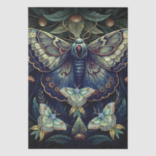 Colourful Watercolor Luna Moths Decoupage Tissue Paper