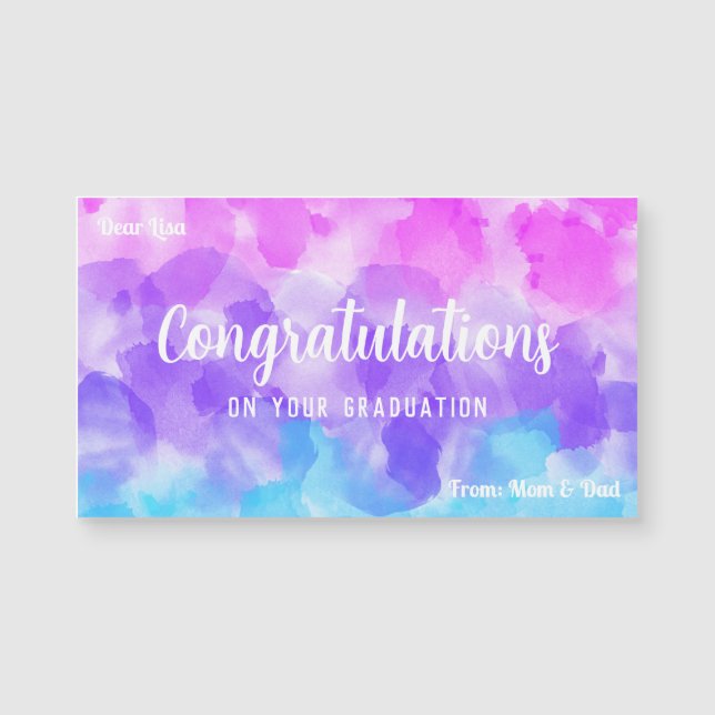 Colourful watercolor Magnetic Card (Front)